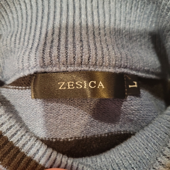 Blue & Black Mockneck Sweater - Picture 6 of 11